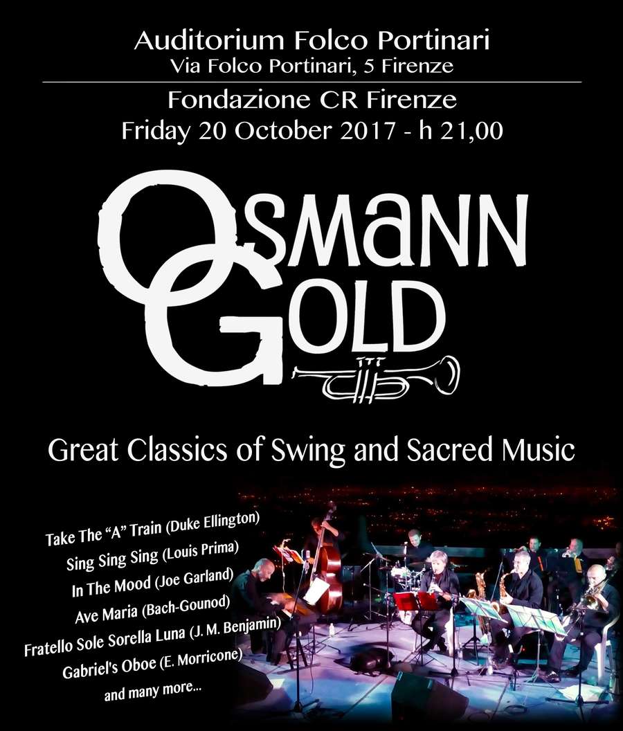 Locandina OsmannGold concerto Great Classics of Swing and Sacred Music Auditorium Cassa di Risparmio di Firenze
