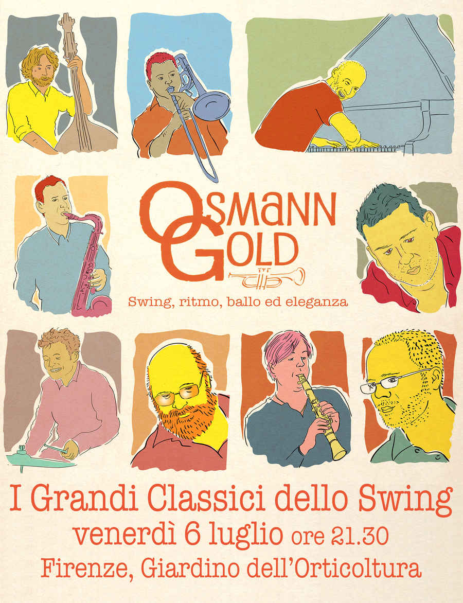 Locandina OsmannGold concerto I Grandi Classici dello Swing Giardino dell'Orticultura