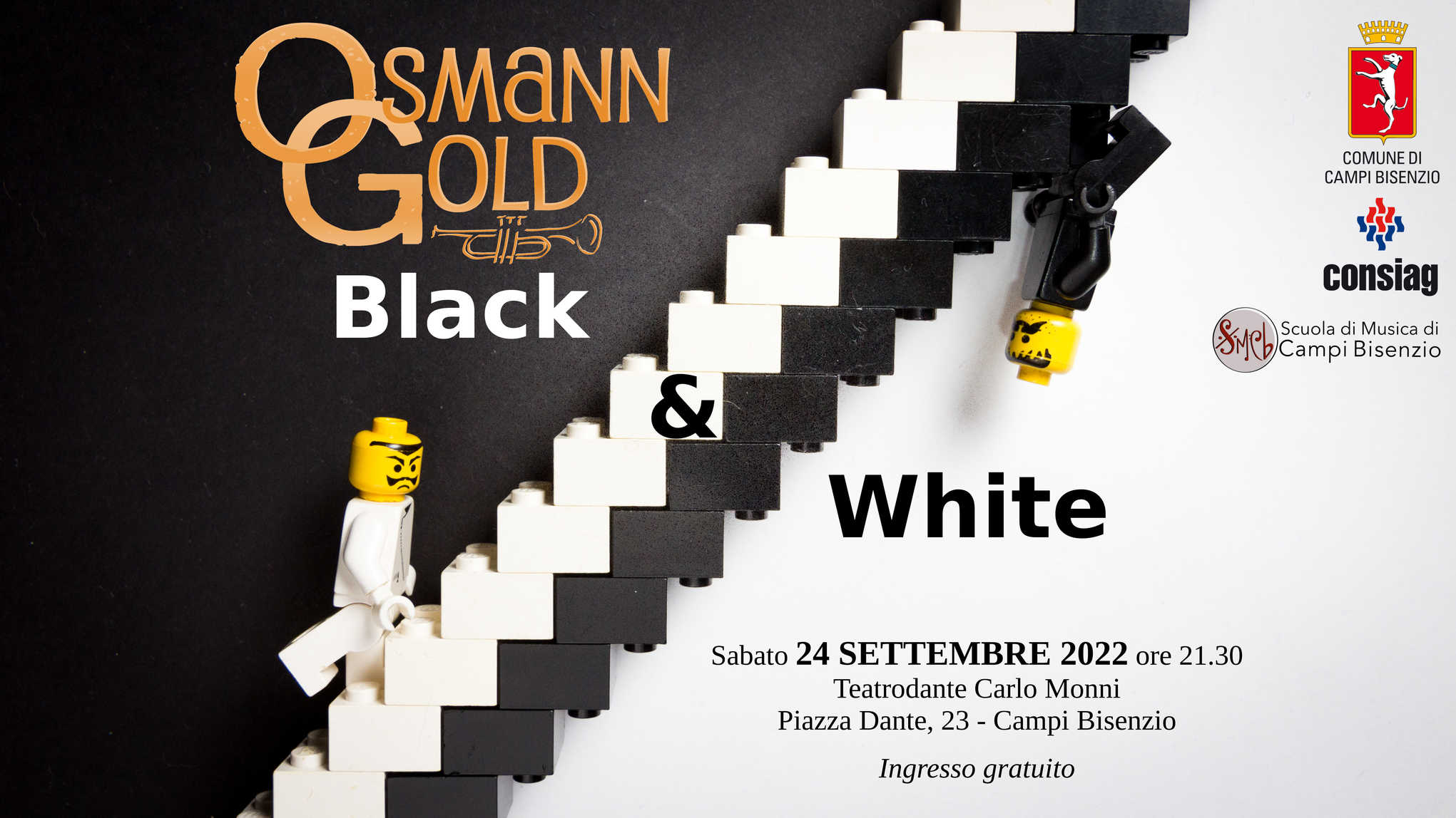 Locandina spettacolo OsmannGold "OsmannGold in Black & White" al Teatrodante di Campi Bisenzio