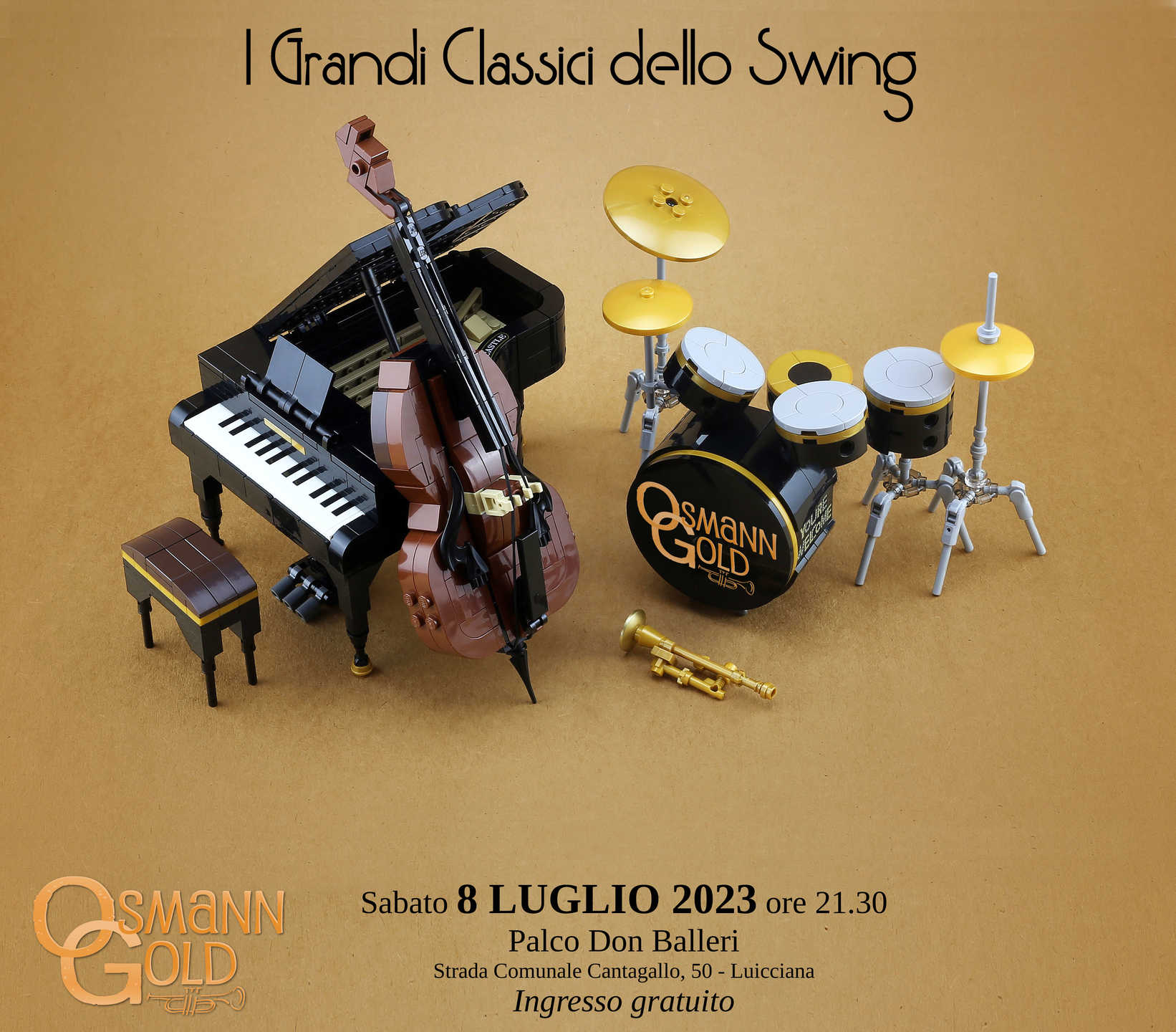 Locandina del concerto OsmannGold "I Grandi Classici dello Swing" a Luicciana