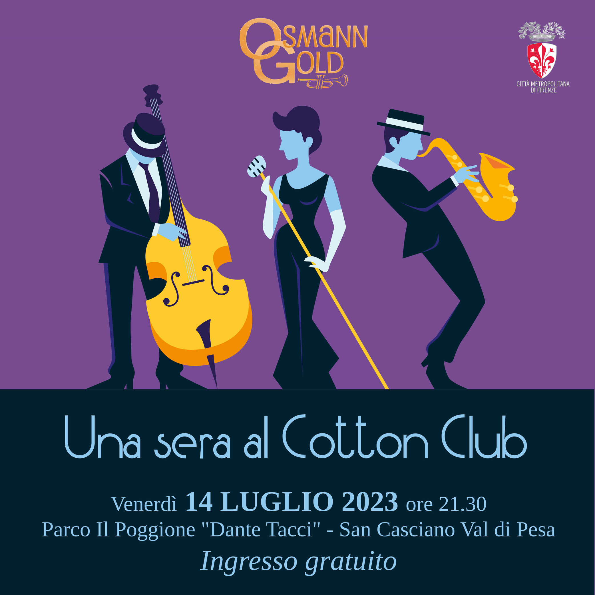 Locandina del concerto OsmannGold "Una sera al Cotton Club" a San Casciano