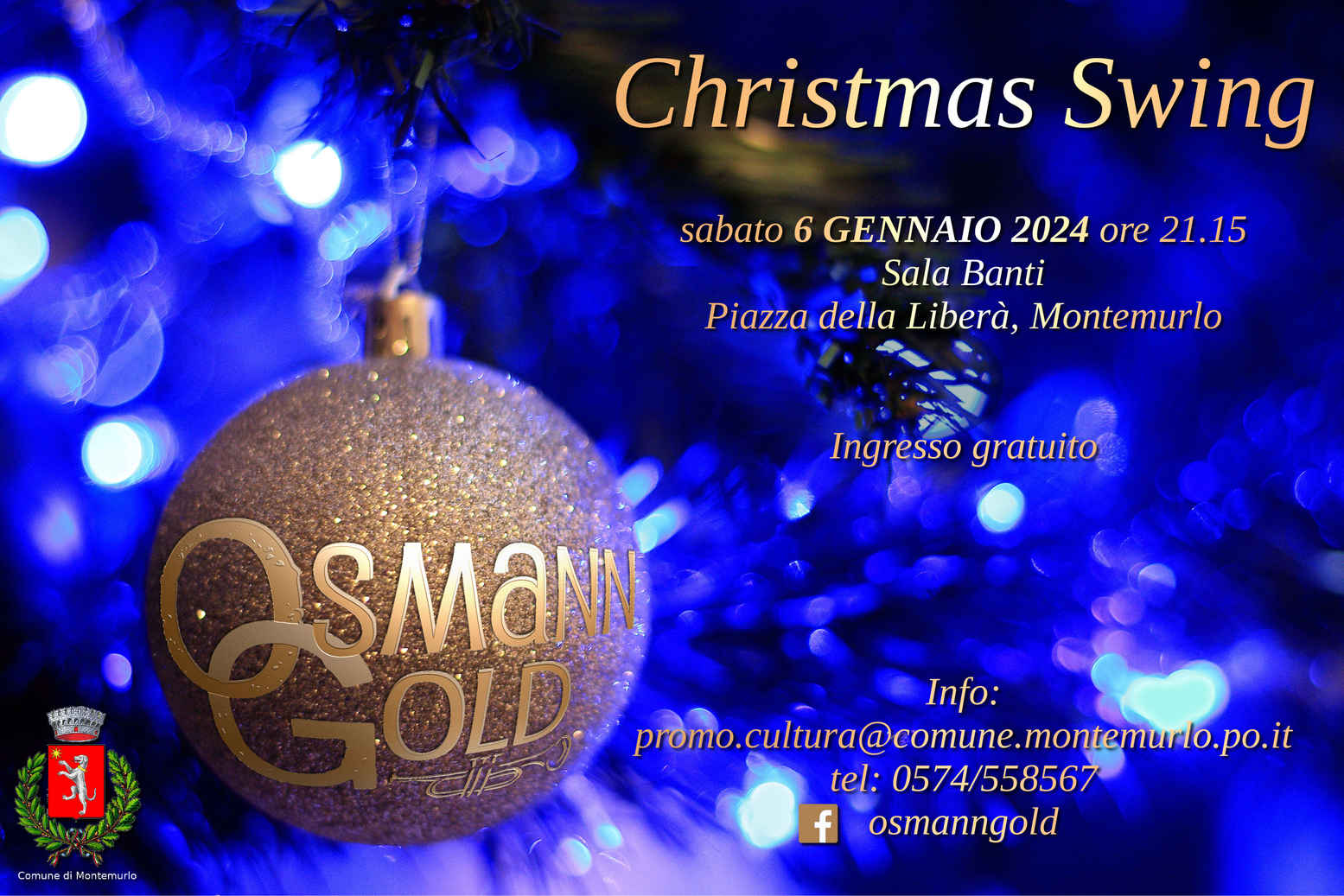 Locandina concerto OsmannGold Christmas Swing a Montemurlo