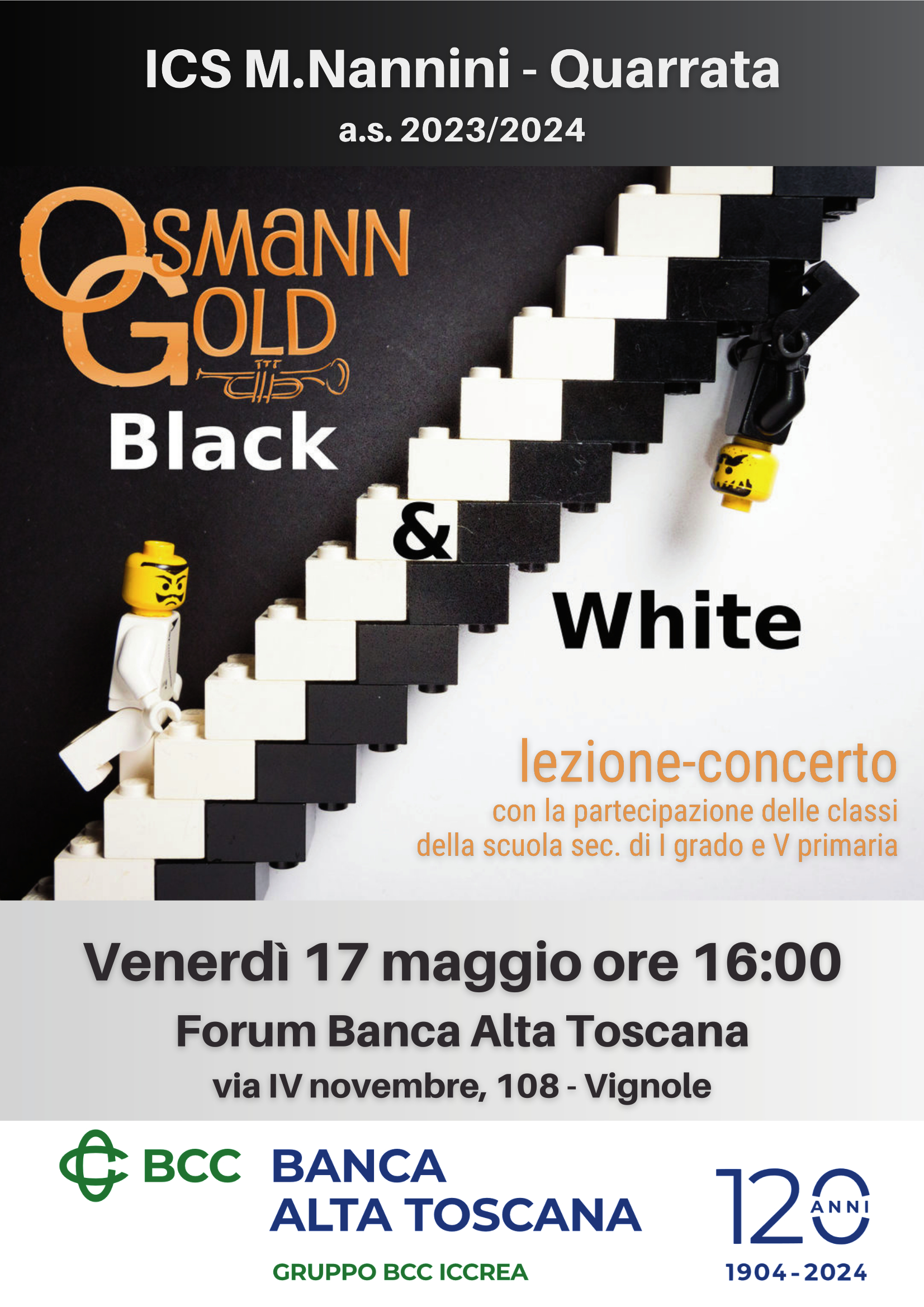 Locandina OsmannGold lezione concerto Black&White ICS Nannini