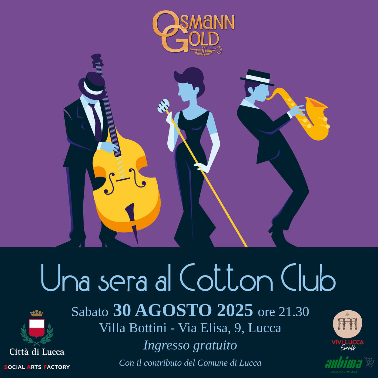 Locandina del concerto Una sera al Cotton Club per Vivi Lucca 2025