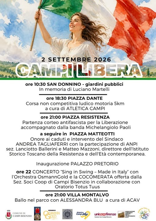 Locandina dei festeggiamenti per l'anniversario della liberazione di Campi Bisenzio